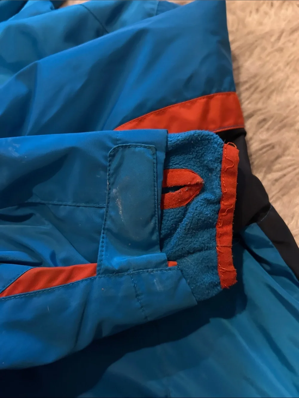 Lands End Kids Winter Polyester Blue & Orange Hooded Jacket